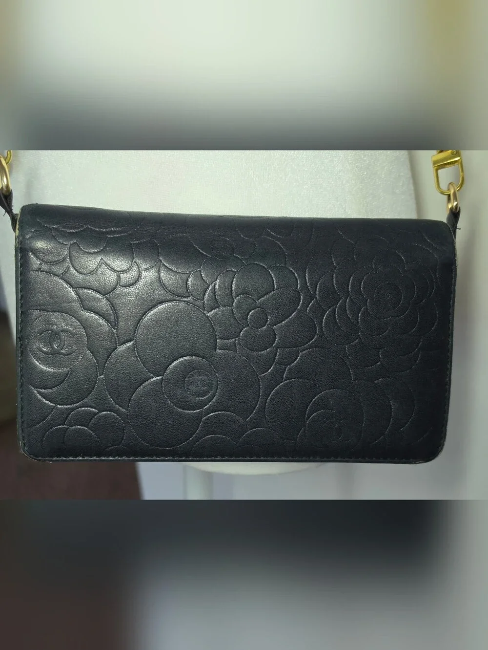 Authentic CHANEL Black  Leather Wallet/Clutch